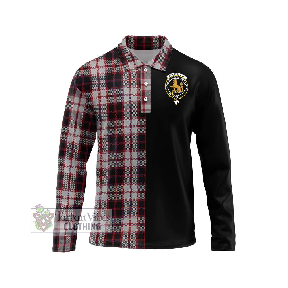 MacPherson (McPherson) Tartan Long Sleeve Polo Shirt with Family Crest and Half Of Me Style Unisex - Tartanvibesclothing Shop