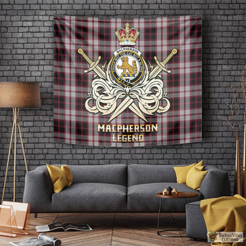 MacPherson (McPherson) Tartan Tapestry with Clan Crest and the Golden Sword of Courageous Legacy