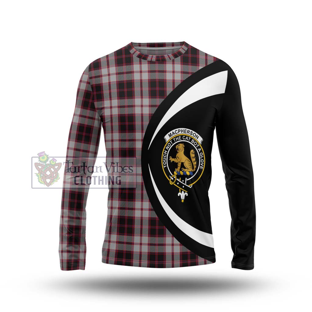 Tartan Vibes Clothing MacPherson Tartan Long Sleeve T-Shirt with Family Crest Circle Style