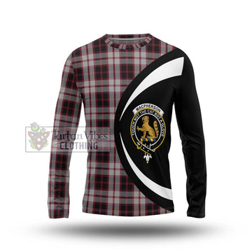 MacPherson (McPherson) Tartan Long Sleeve T-Shirt with Family Crest Circle Style