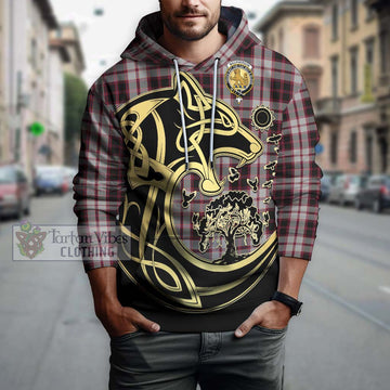 MacPherson (McPherson) Tartan Hoodie with Family Crest Celtic Wolf Style