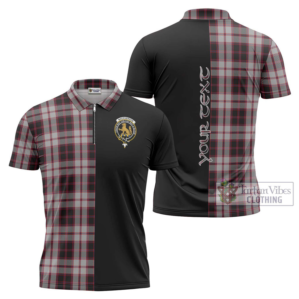 MacPherson (McPherson) Tartan Zipper Polo Shirt with Family Crest and Half Of Me Style Unisex - Tartanvibesclothing Shop