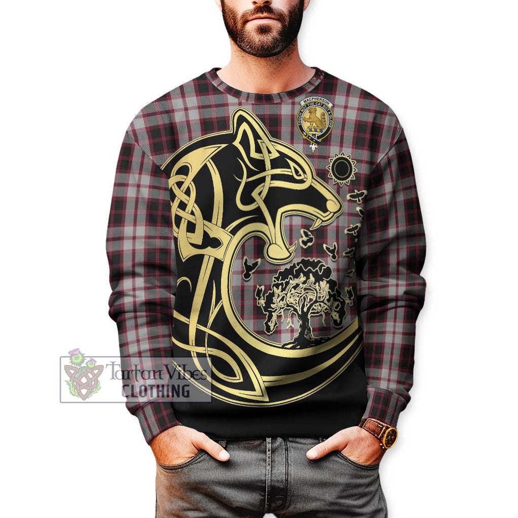 MacPherson (McPherson) Tartan Sweatshirt with Family Crest Celtic Wolf Style Unisex - Tartan Vibes Clothing