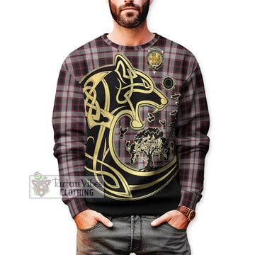 MacPherson (McPherson) Tartan Sweatshirt with Family Crest Celtic Wolf Style