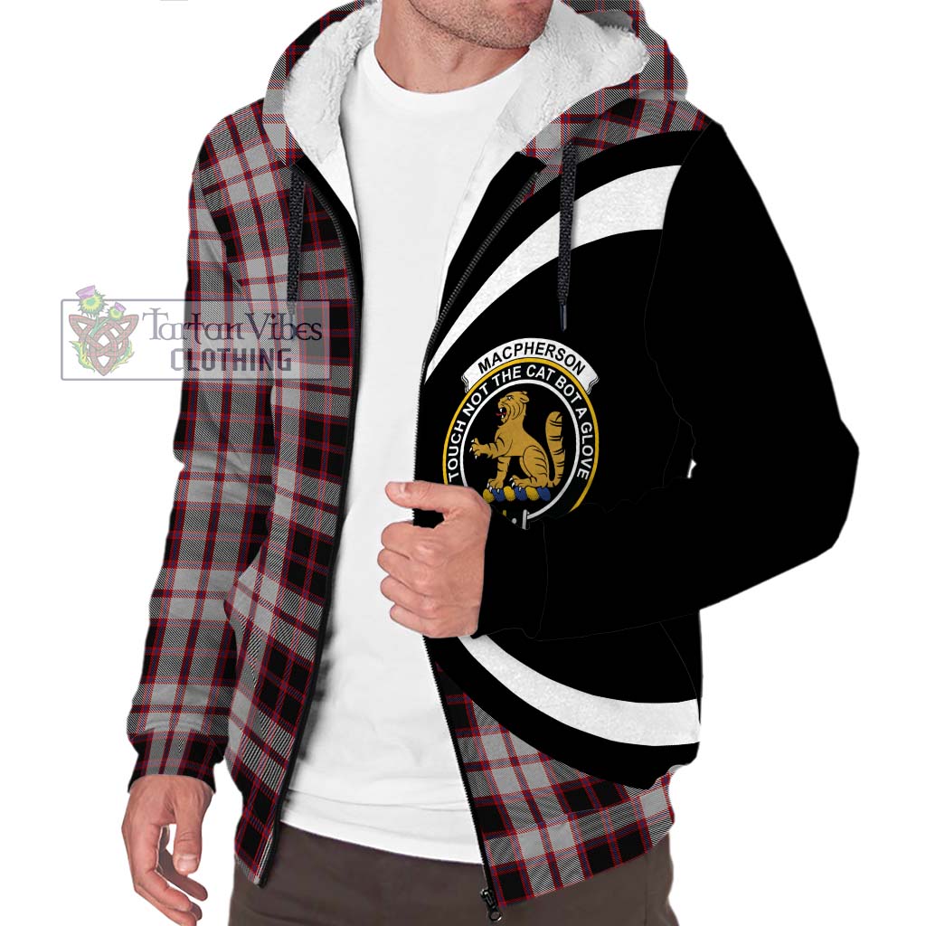 MacPherson (McPherson) Tartan Sherpa Hoodie with Family Crest Circle Style Unisex S - Tartan Vibes Clothing