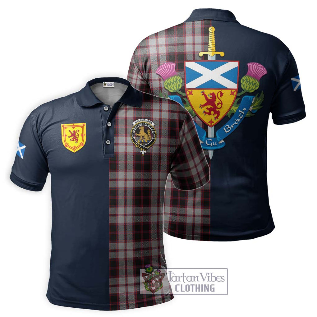 Tartan Vibes Clothing MacPherson Tartan Polo Shirt with Scottish Lion Royal Arm Half Style