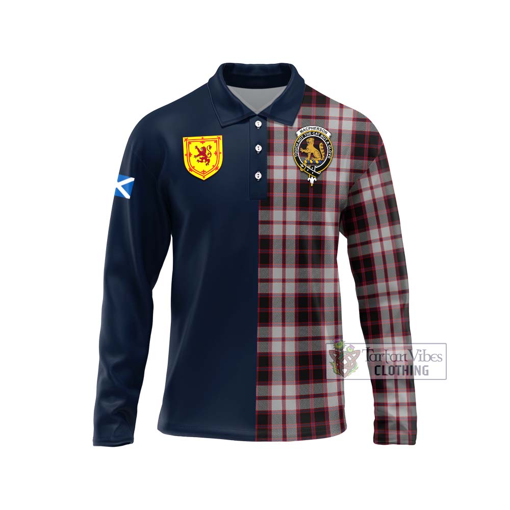 MacPherson (McPherson) Tartan Long Sleeve Polo Shirt Alba with Scottish Lion Royal Arm Half Style Unisex - Tartan Vibes Clothing