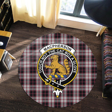 MacPherson (McPherson) Tartan Round Rug with Family Crest