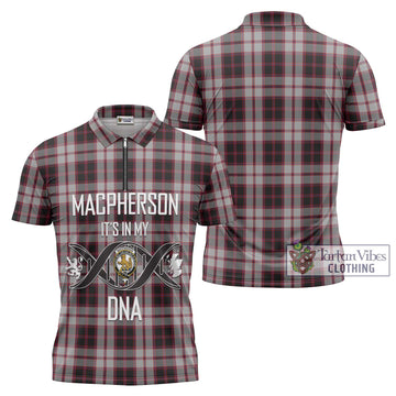 MacPherson (McPherson) Tartan Zipper Polo Shirt with Family Crest DNA In Me Style