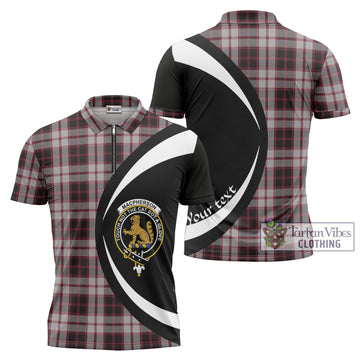 MacPherson (McPherson) Tartan Zipper Polo Shirt with Family Crest Circle Style