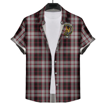 MacPherson (McPherson) Tartan Short Sleeve Button Down Shirt with Family Crest