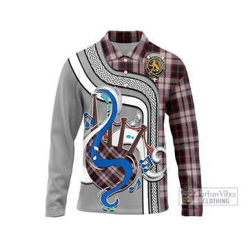 MacPherson (McPherson) Tartan Long Sleeve Polo Shirt with Epic Bagpipe Style