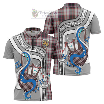 MacPherson (McPherson) Tartan Zipper Polo Shirt with Epic Bagpipe Style