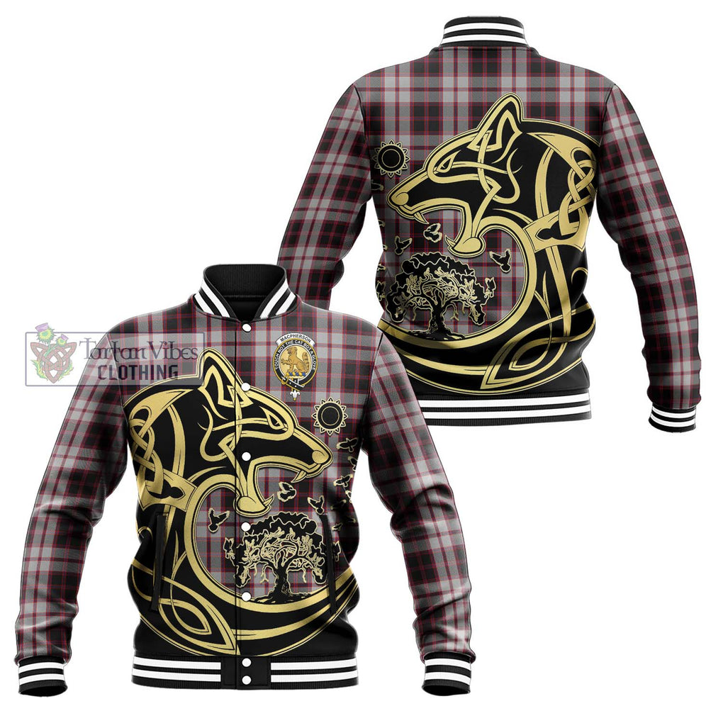 MacPherson (McPherson) Tartan Baseball Jacket with Family Crest Celtic Wolf Style Unisex - Tartan Vibes Clothing