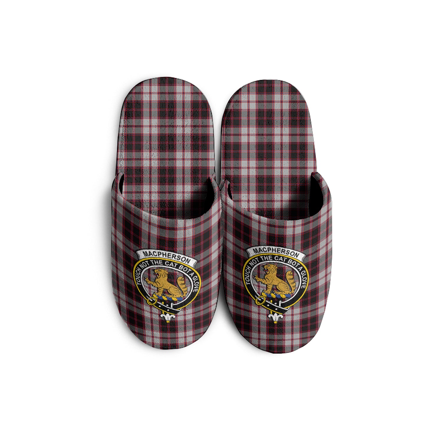 MacPherson Tartan Home Slippers with Family Crest - Tartanvibesclothing