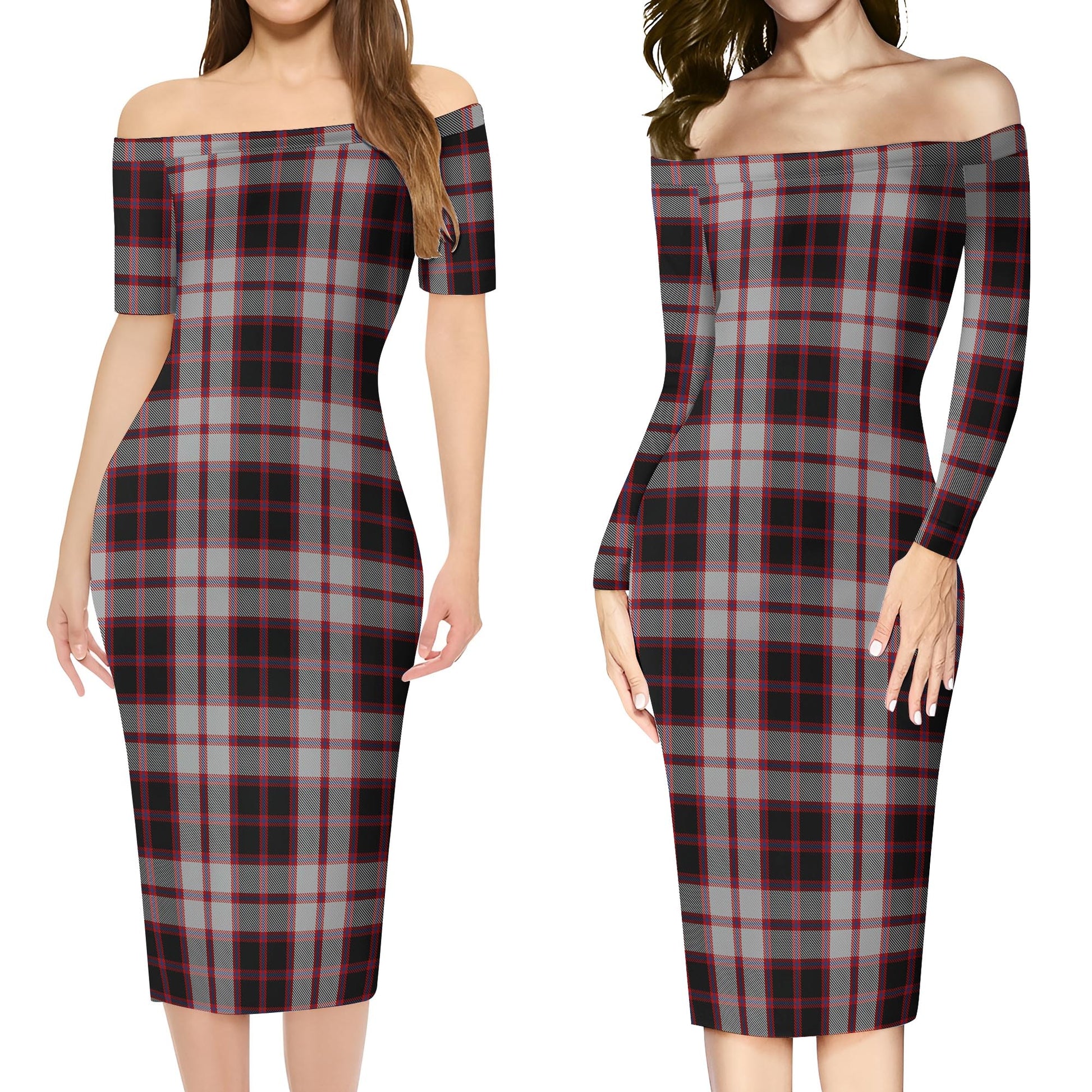 MacPherson Tartan Off Shoulder Lady Dress Women's Dress - Tartanvibesclothing