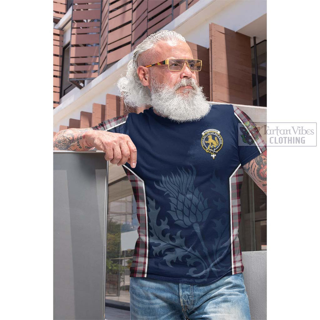 MacPherson (McPherson) Tartan Cotton T-shirt with Family Crest and Scottish Thistle Vibes Sport Style Men's Shirt - Tartan Vibes Clothing