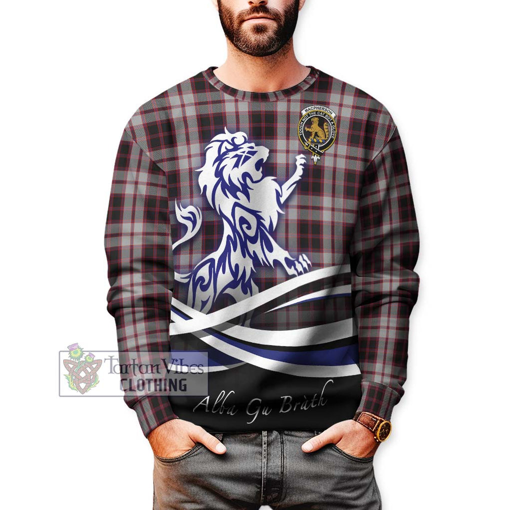 MacPherson (McPherson) Tartan Sweatshirt with Alba Gu Brath Regal Lion Emblem Unisex - Tartan Vibes Clothing