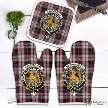 MacPherson (McPherson) Tartan Combo Oven Mitt & Pot-Holder with Family Crest White - Tartan Vibes Clothing