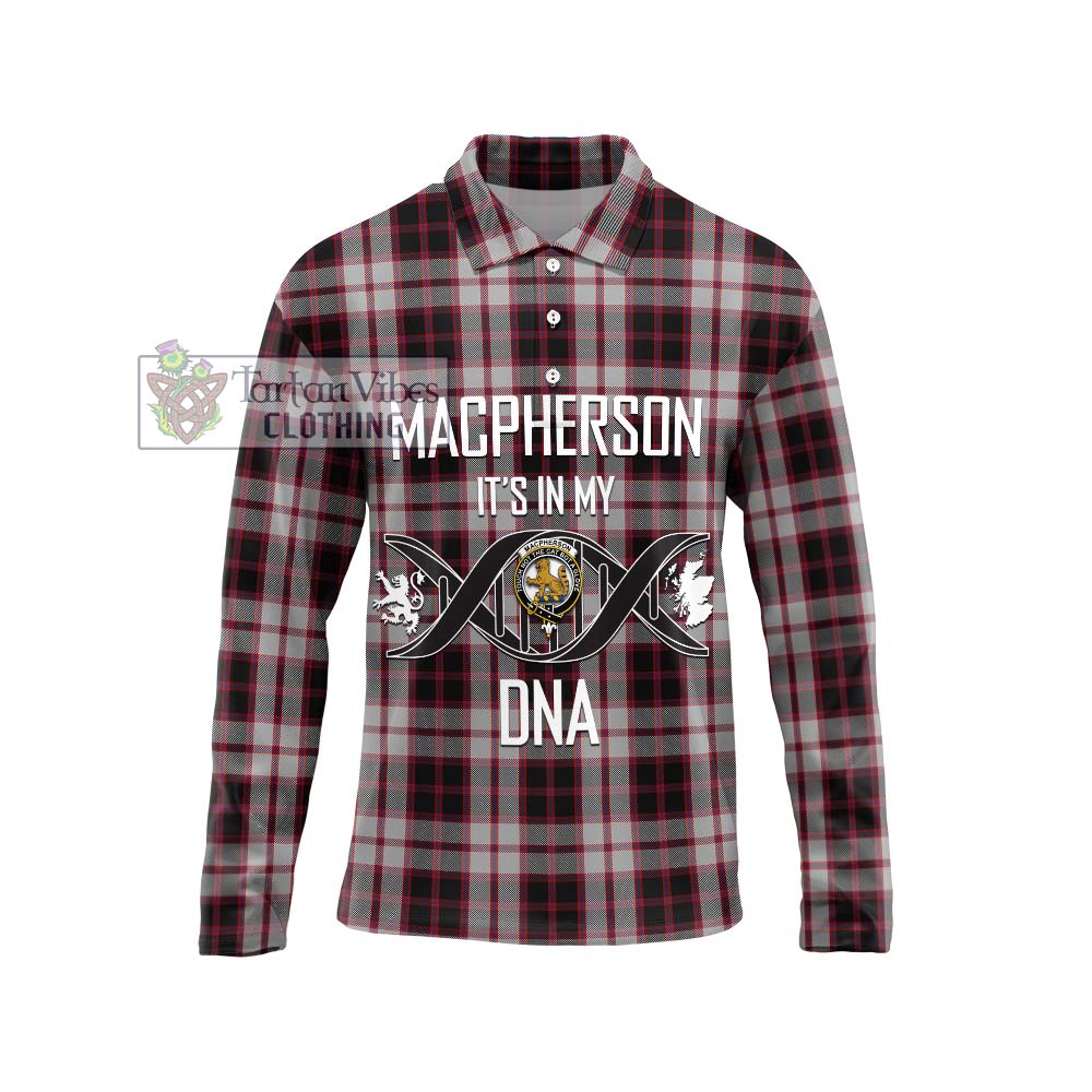 MacPherson (McPherson) Tartan Long Sleeve Polo Shirt with Family Crest DNA In Me Style Unisex - Tartanvibesclothing Shop