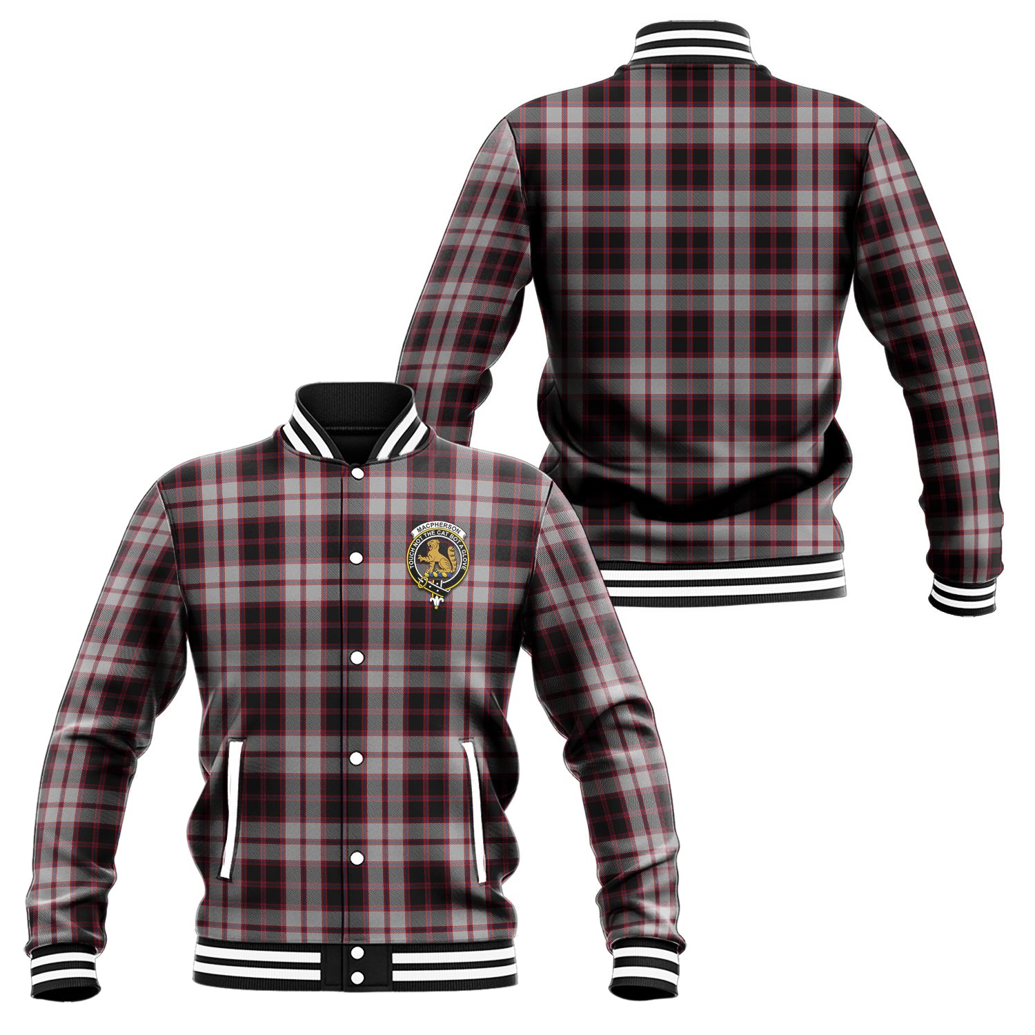 MacPherson (McPherson) Tartan Baseball Jacket with Family Crest Unisex - Tartan Vibes Clothing