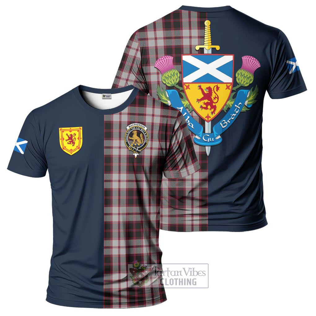 Tartan Vibes Clothing MacPherson Tartan T-Shirt Alba with Scottish Lion Royal Arm Half Style