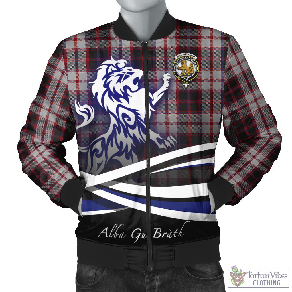 Tartan Vibes Clothing MacPherson Tartan Bomber Jacket with Alba Gu Brath Regal Lion Emblem