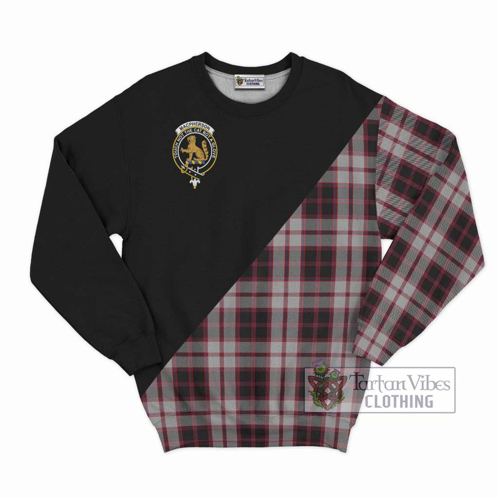 MacPherson (McPherson) Tartan Sweatshirt with Family Crest and Military Logo Style - Tartanvibesclothing Shop