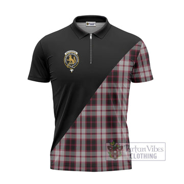 MacPherson (McPherson) Tartan Zipper Polo Shirt with Family Crest and Military Logo Style