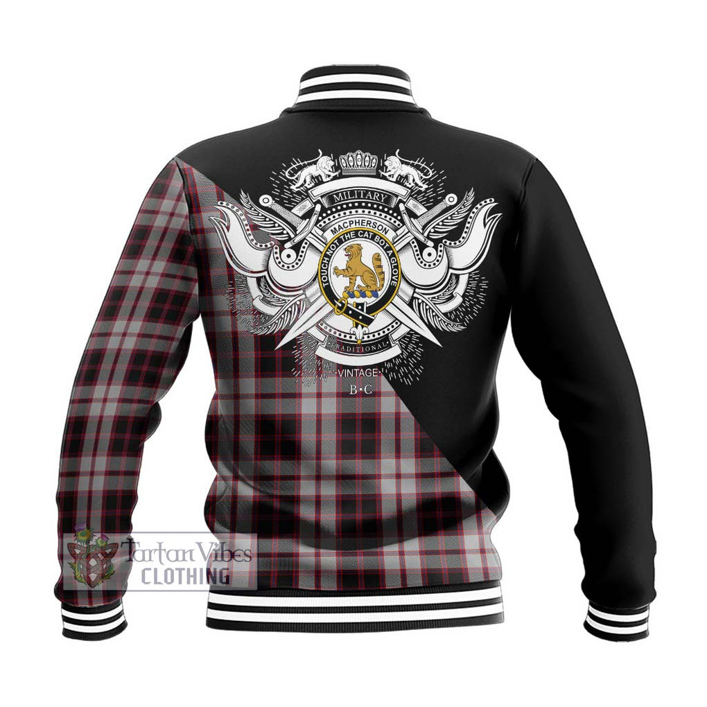 MacPherson (McPherson) Tartan Baseball Jacket with Family Crest and Military Logo Style - Tartanvibesclothing Shop