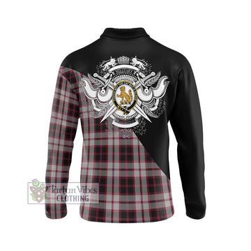 MacPherson (McPherson) Tartan Long Sleeve Polo Shirt with Family Crest and Military Logo Style