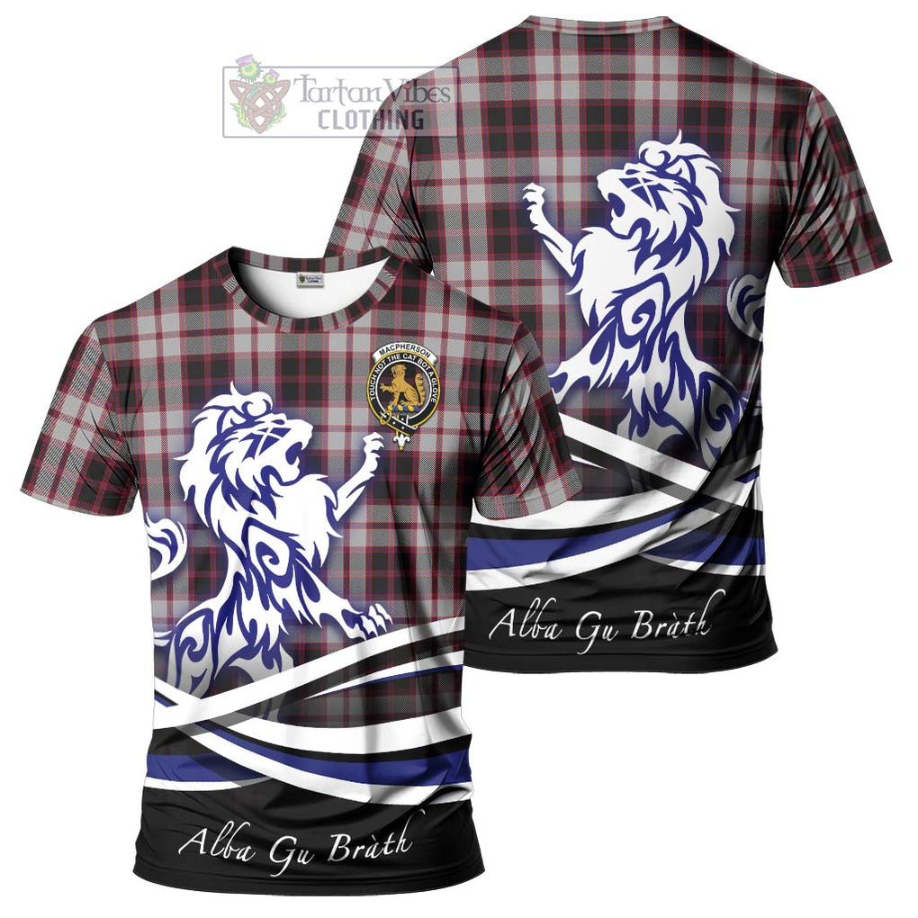 Tartan Vibes Clothing MacPherson Tartan Cotton T-shirt with Alba Gu Brath Regal Lion Emblem