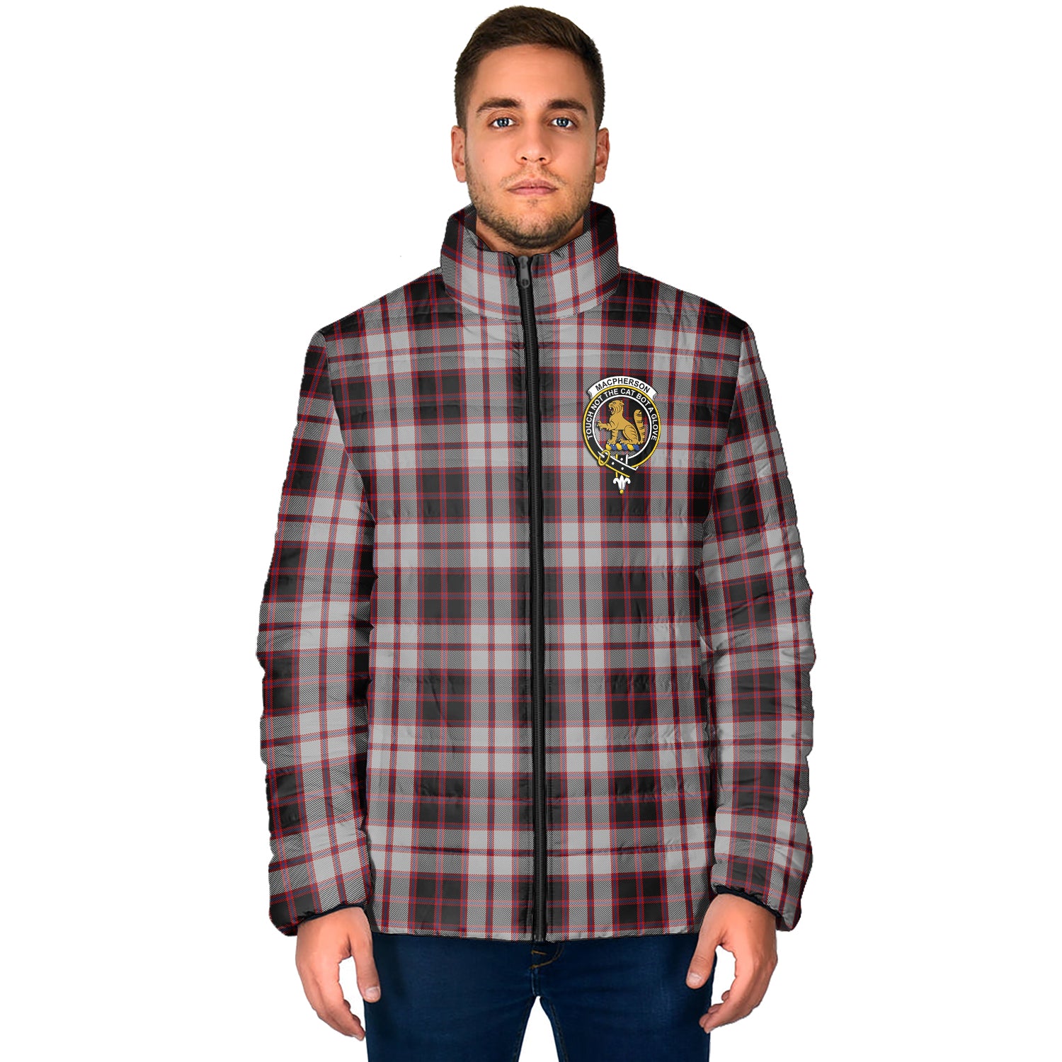 MacPherson (McPherson) Tartan Padded Jacket with Family Crest - Tartan Vibes Clothing