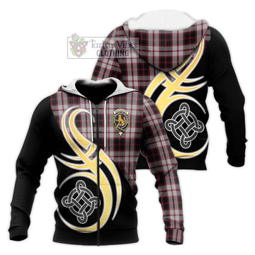 MacPherson (McPherson) Tartan Knitted Hoodie with Family Crest and Celtic Symbol Style