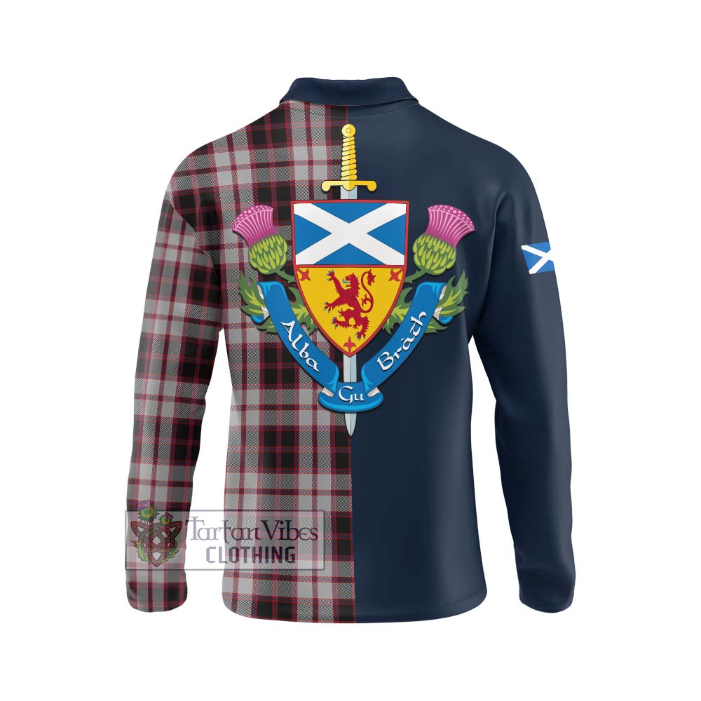 MacPherson (McPherson) Tartan Long Sleeve Polo Shirt Alba with Scottish Lion Royal Arm Half Style - Tartan Vibes Clothing