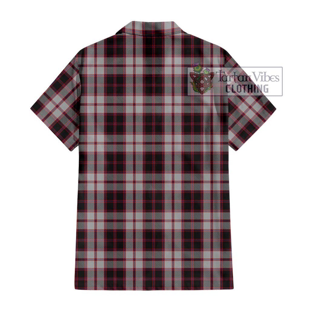 MacPherson (McPherson) Tartan Short Sleeve Button Shirt with Family Crest DNA In Me Style - Tartanvibesclothing Shop