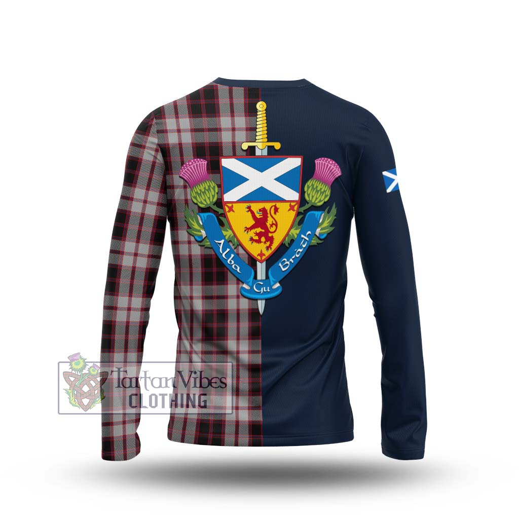 Tartan Vibes Clothing MacPherson Tartan Long Sleeve T-Shirt with Scottish Lion Royal Arm Half Style