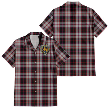 MacPherson (McPherson) Tartan Short Sleeve Button Down Shirt with Family Crest