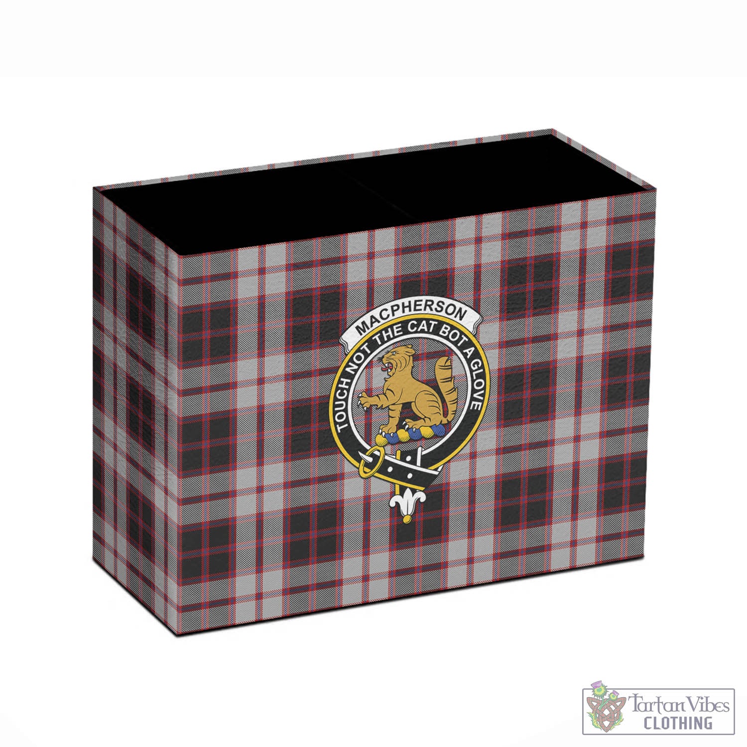 Tartan Vibes Clothing MacPherson Tartan Pen Holder with Family Crest