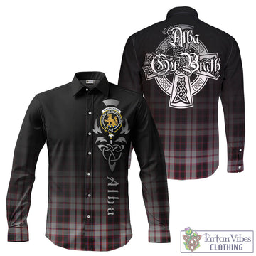 MacPherson (McPherson) Tartan Long Sleeve Button Up Featuring Alba Gu Brath Family Crest Celtic Inspired