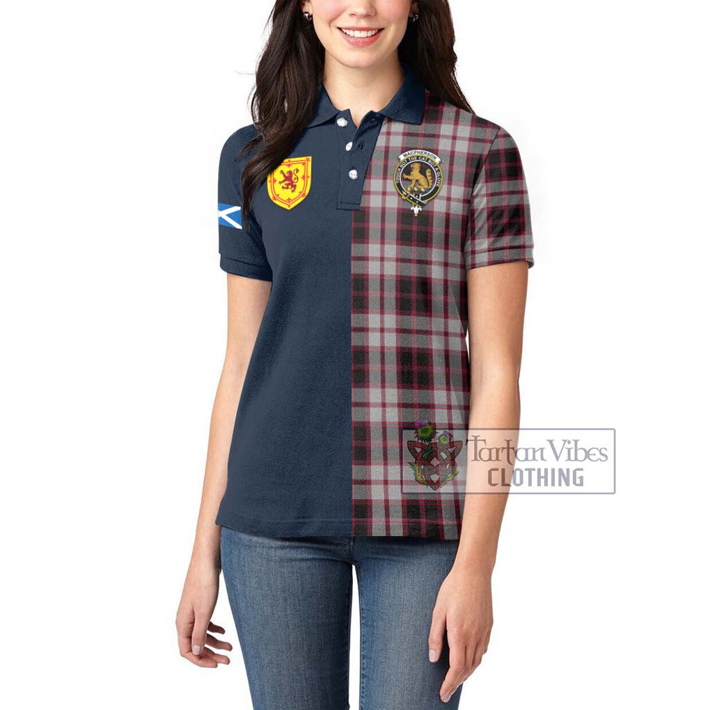 Tartan Vibes Clothing MacPherson Tartan Women's Polo Shirt with Scottish Lion Royal Arm Half Style