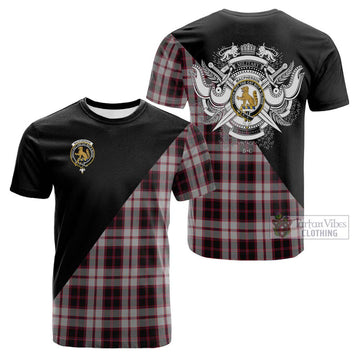 MacPherson (McPherson) Tartan Cotton T-shirt with Family Crest and Military Logo Style