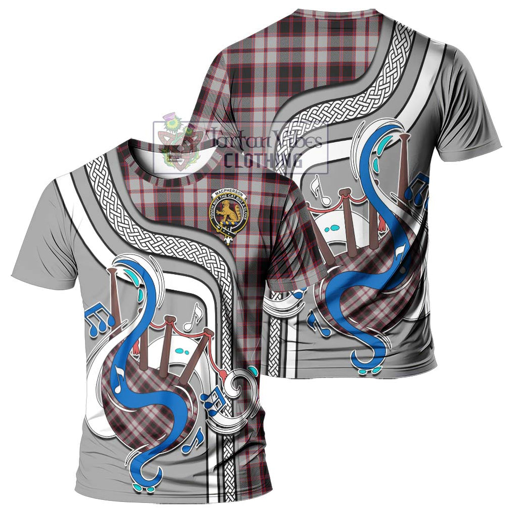 MacPherson (McPherson) Tartan T-Shirt with Epic Bagpipe Style - Tartanvibesclothing Shop