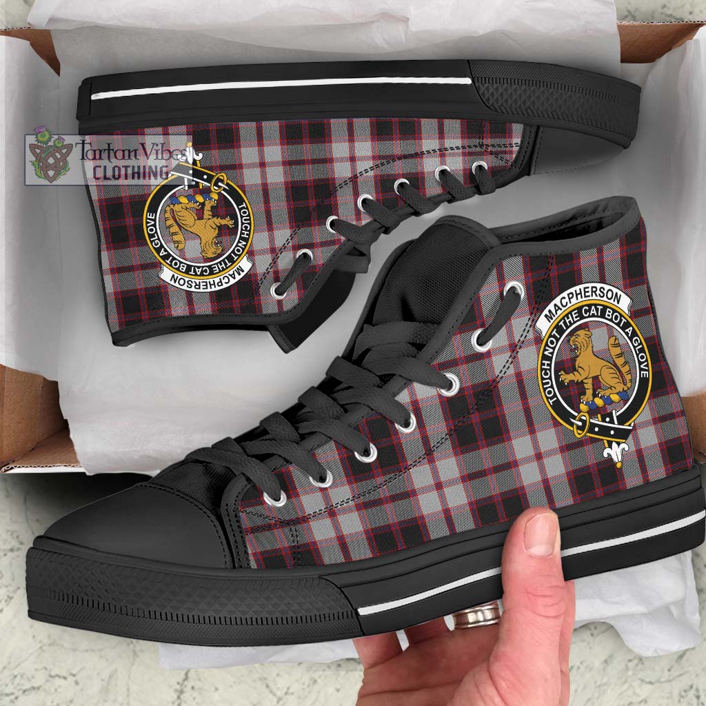 Tartan Vibes Clothing MacPherson Tartan High Top Shoes with Family Crest