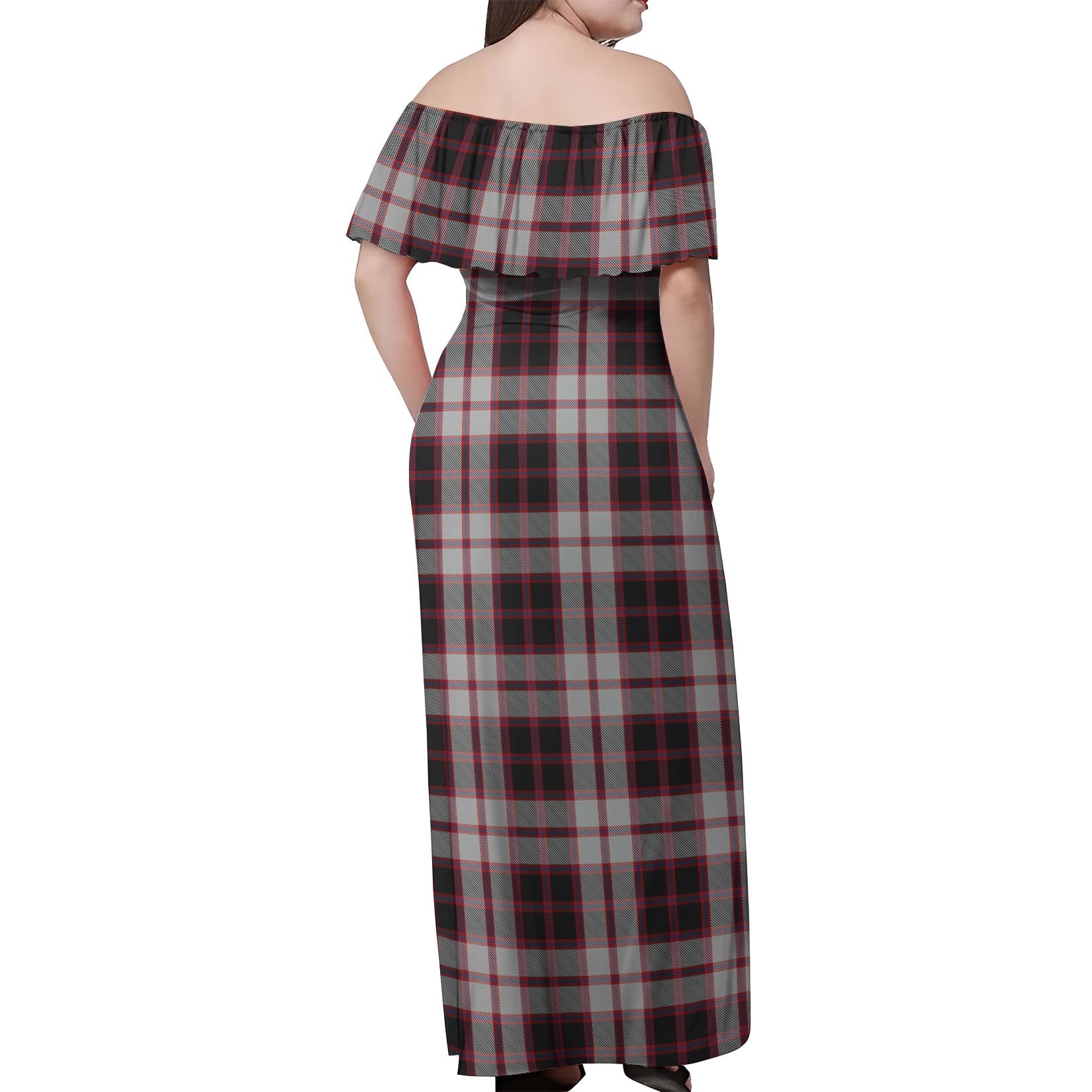 MacPherson Tartan Off Shoulder Long Dress - Tartanvibesclothing