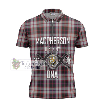 MacPherson (McPherson) Tartan Zipper Polo Shirt with Family Crest DNA In Me Style