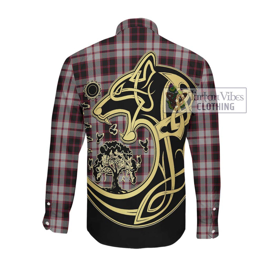 MacPherson (McPherson) Tartan Long Sleeve Button Shirt with Family Crest Celtic Wolf Style Men's Shirt - Tartan Vibes Clothing