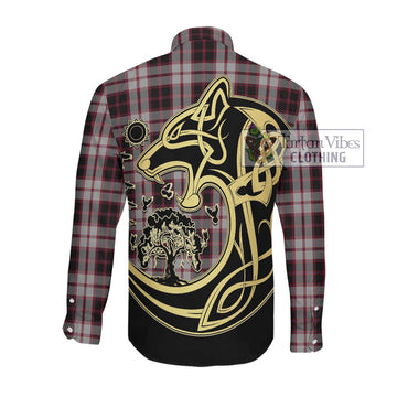 MacPherson (McPherson) Tartan Long Sleeve Button Shirt with Family Crest Celtic Wolf Style