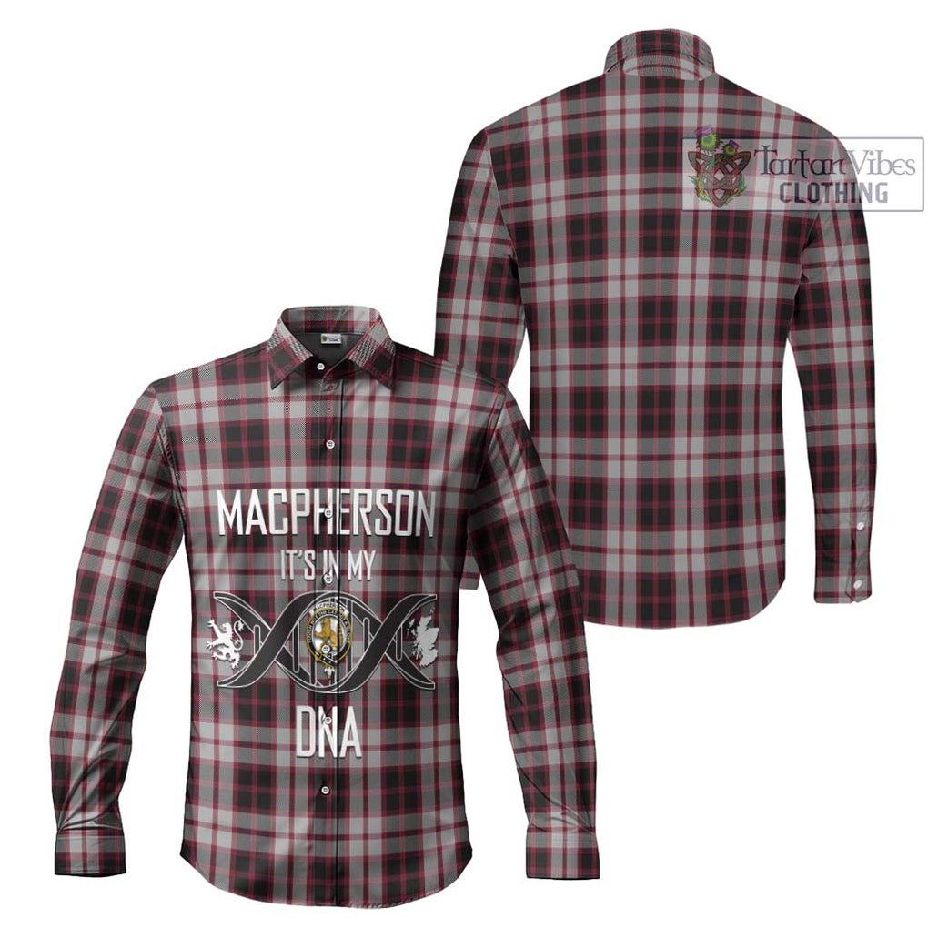 MacPherson (McPherson) Tartan Long Sleeve Button Shirt with Family Crest DNA In Me Style Men's Shirt - Tartanvibesclothing Shop