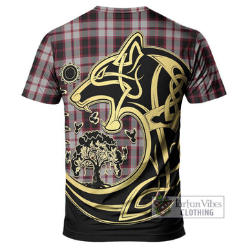 MacPherson (McPherson) Tartan T-Shirt with Family Crest Celtic Wolf Style